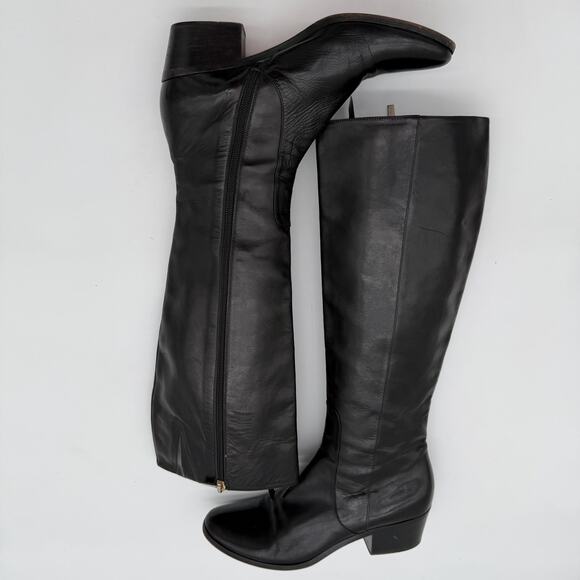 Jimmy Choo Elegant Tall Block Heel Black Leather Sophisticated Boots IT 39.5